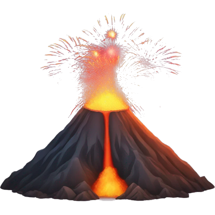 A volcano with fireworks coming out of it emoji