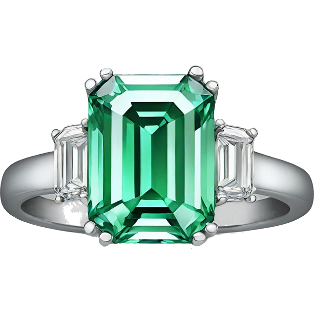 Emerald cut diamond ring silver emoji