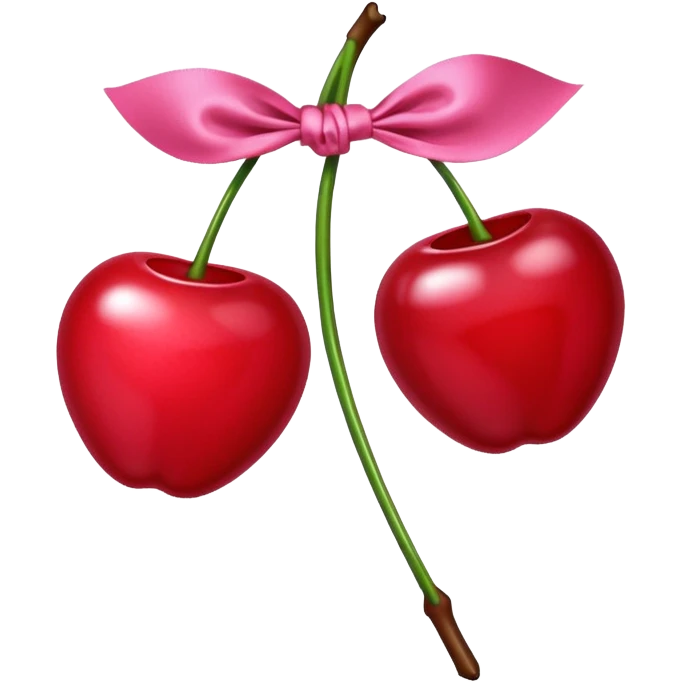 two cherrys with a pink bow on the stem emoji