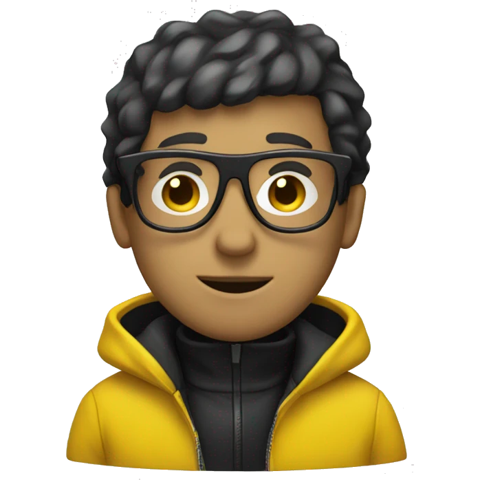 guy in a yellow jacket with a black mask and glasses emoji