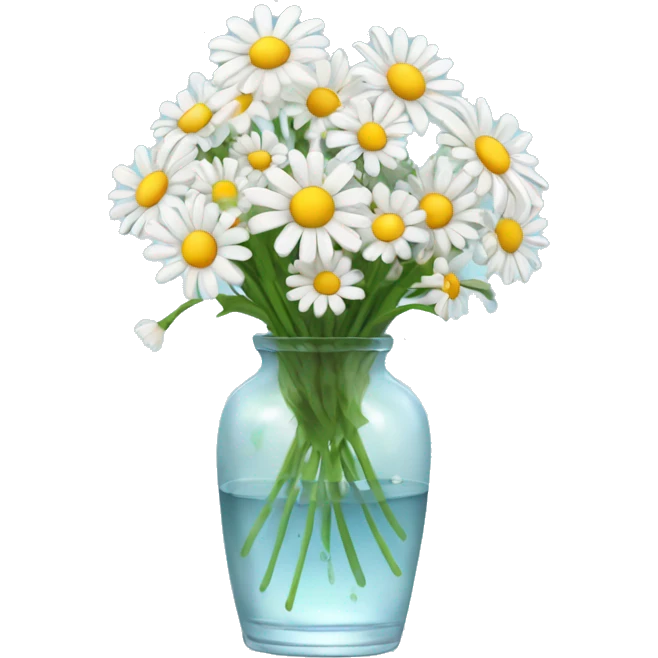 bouquet of daisies in a glass vase with water emoji