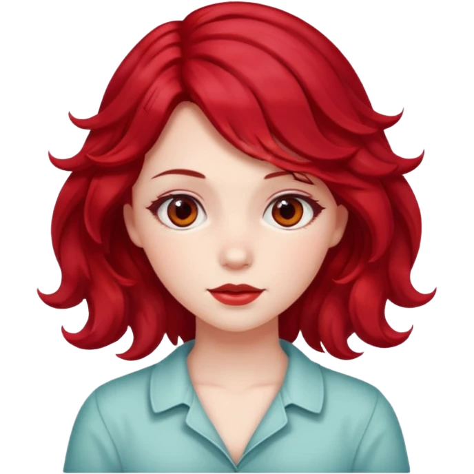 Soft girl with Cherry red wavey medium size hair  emoji