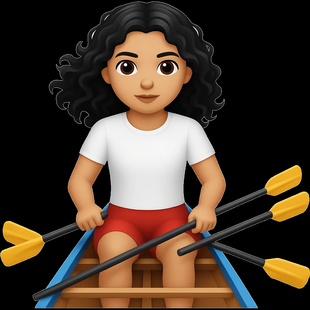 Make the girl's outfit red shorts and a white short-sleeved t-shirt in the style of apple style emojis emoji