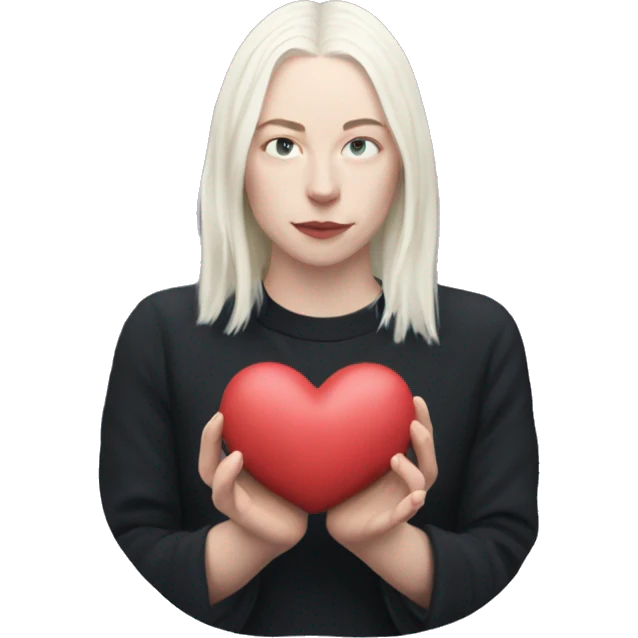 Phoebe bridgers holding a heart emoji
