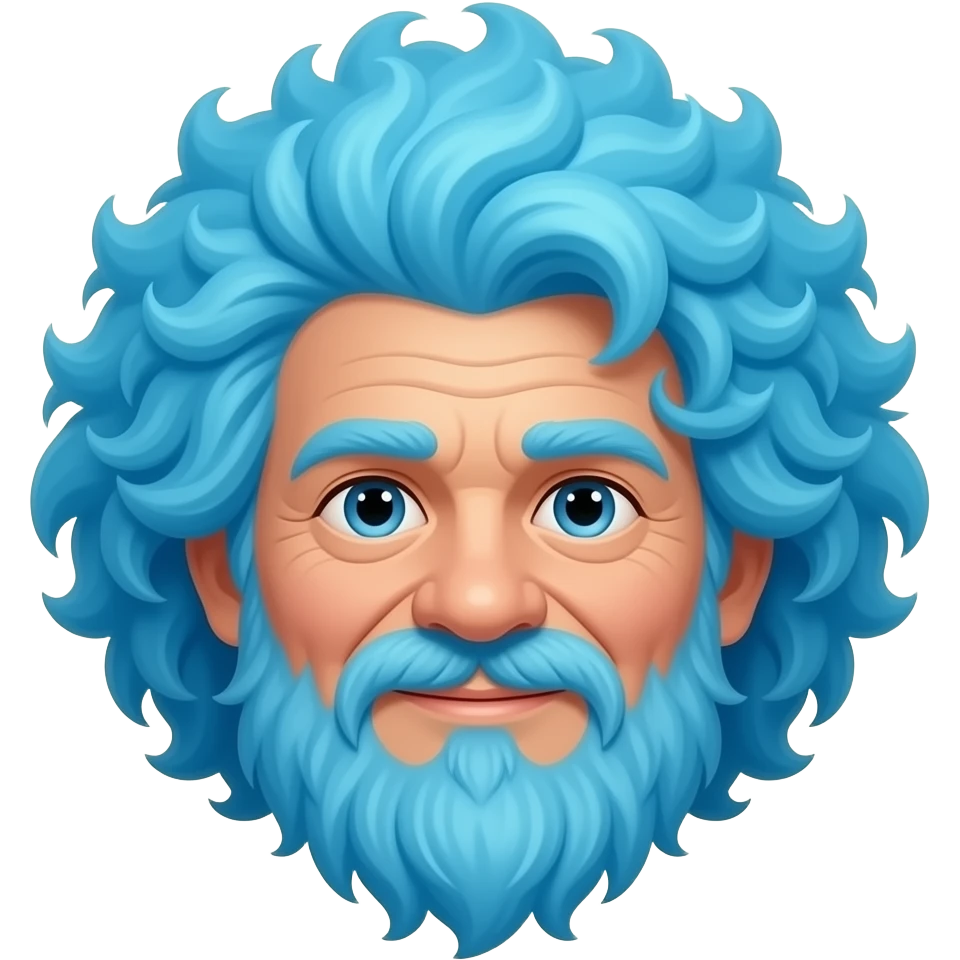 old man with curly vibrant blue hairs emoji