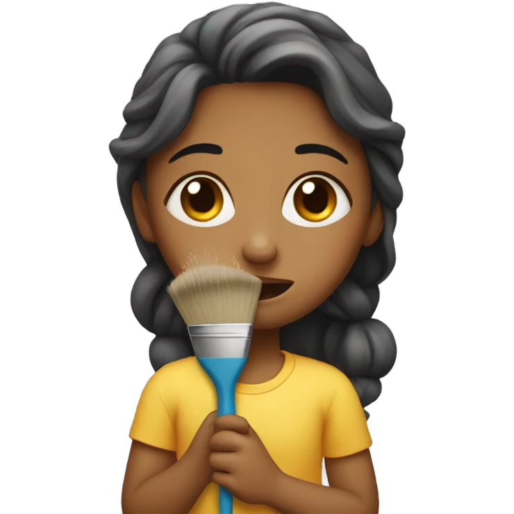 Girl crying with a brush in her hand emoji