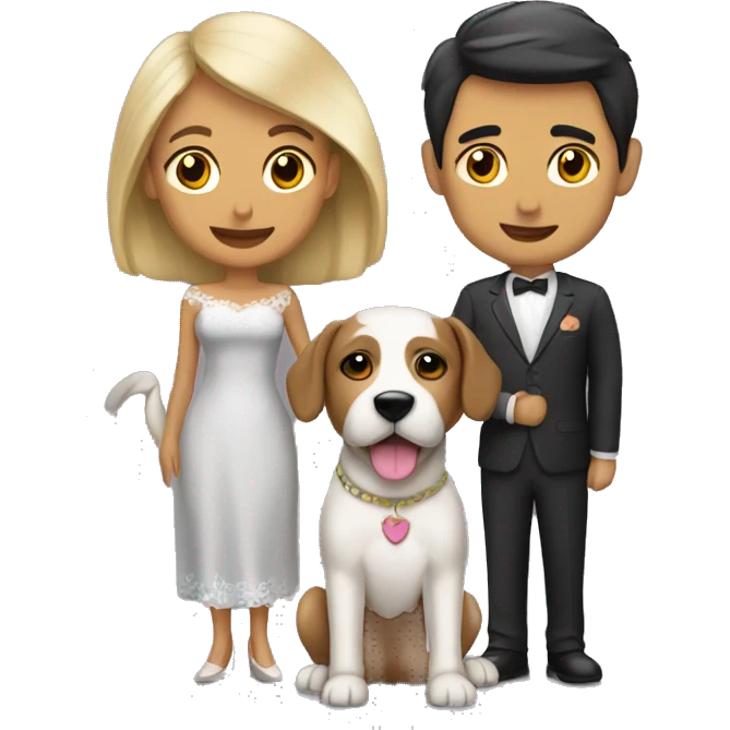 Novios con un perro emoji