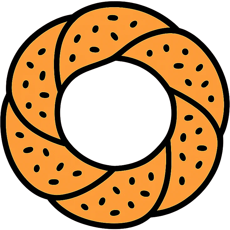simit bread, color outline icon style, black outlines, subtle color fill emoji