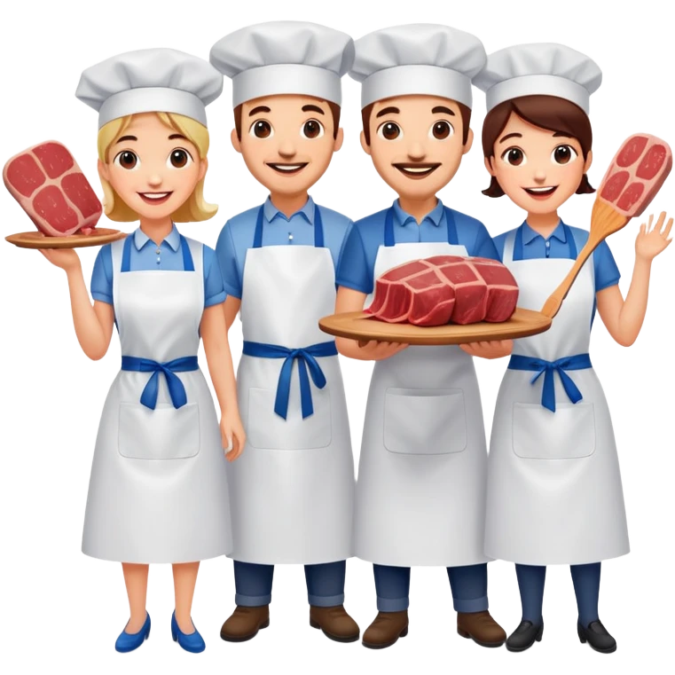 artists welcoming guests at a French  spam meat exhibition  emoji