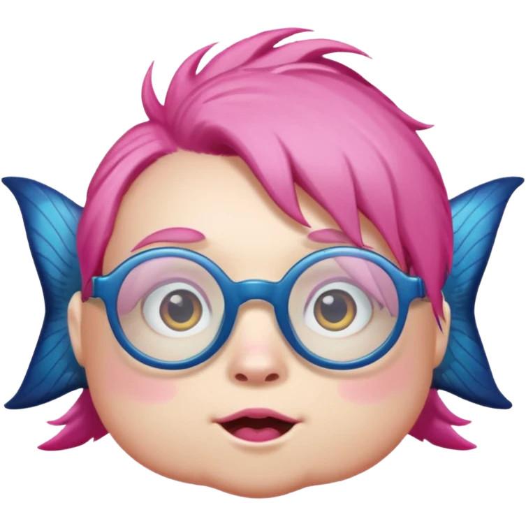 glassess wearing fish with pink hair emoji