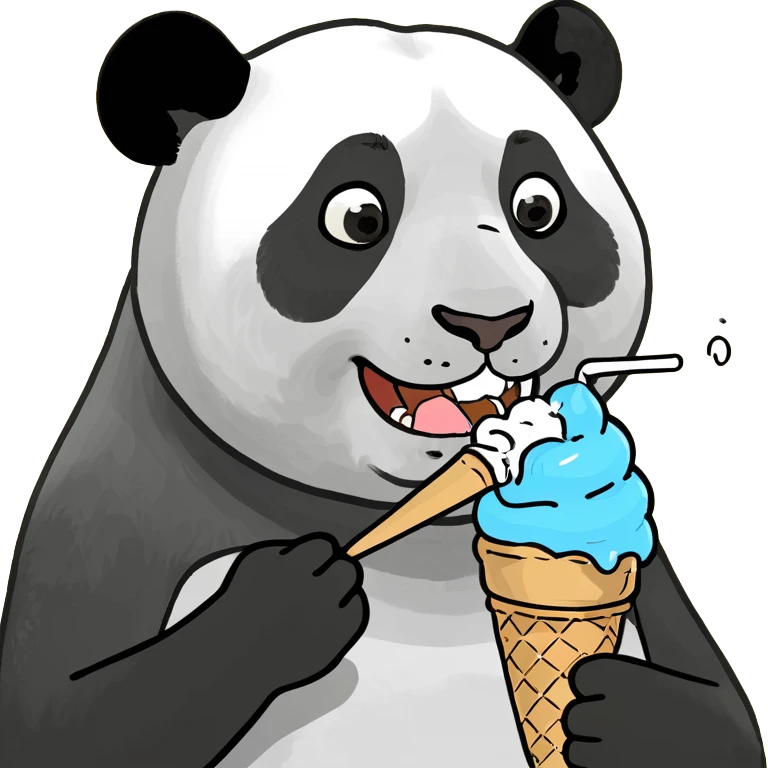 Panda eating ice cream emoji