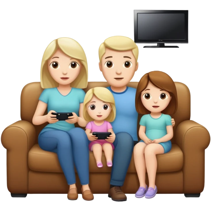 White Woman and man watching tv with daughter  emoji