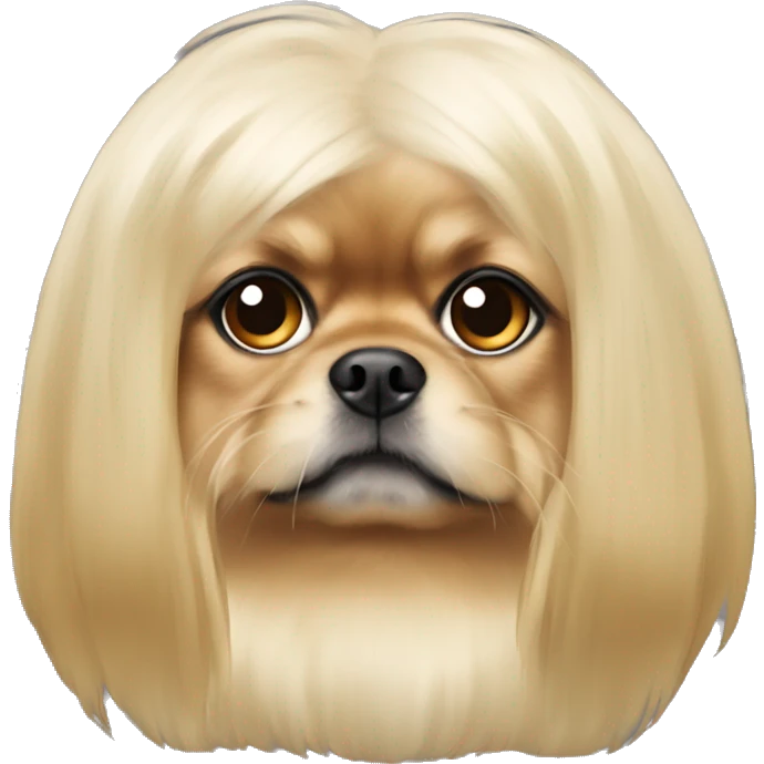 pekinese blonde head — snout blonde — shaggy big hair on ears emoji