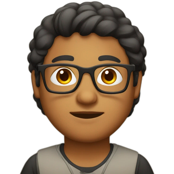 Lightly chubby and nerdy brown Indian guy wearing glasses with black thick square frame emoji