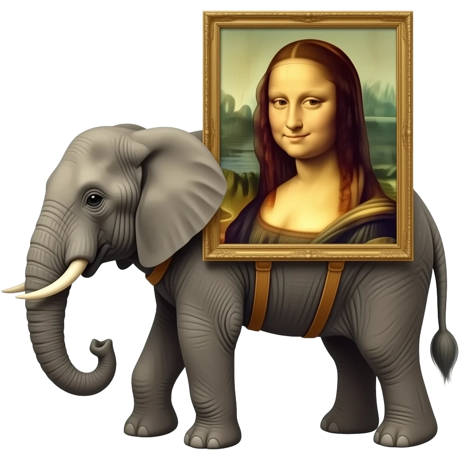 steampunk style - the long-legged elephant of insects from Surrealistic Salvador Dali's paintings carries Botticelli's ethereal Venus on its back emoji