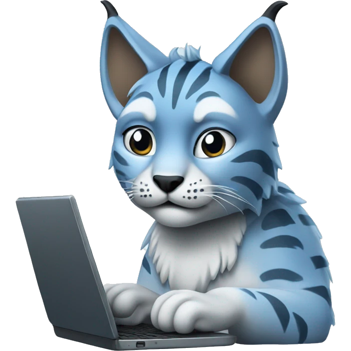 A blue lynx with a laptop emoji