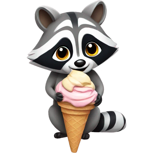 Raccoon with an ice cream emoji