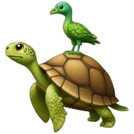 Un oiseau sur une tortue emoji