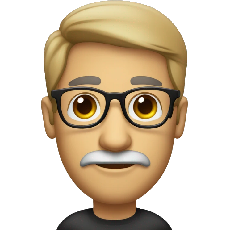 profesor joven con barba y gafas ojos oscuros cabello negro emoji
