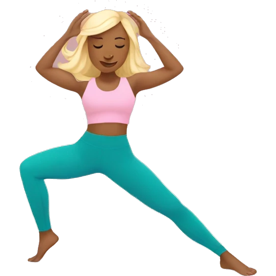 blonde girl doing yoga on a pastel pink yoga mat emoji
