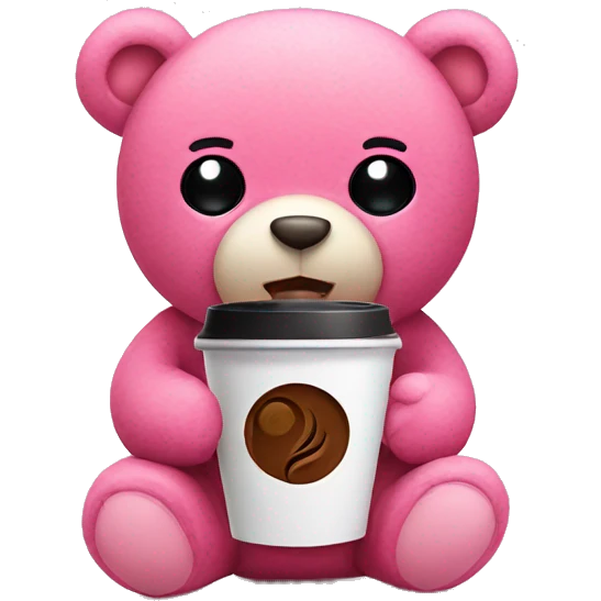 Pink Teddy with a coffe in his Hand  emoji