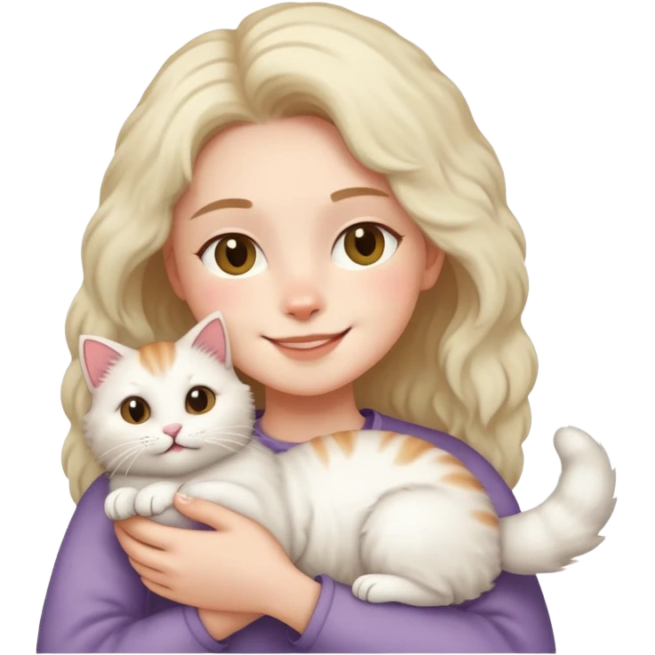 A person happily holding a cat emoji