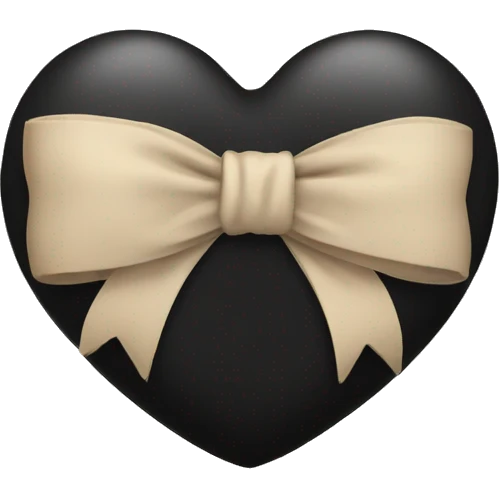 black heart with beige bow emoji