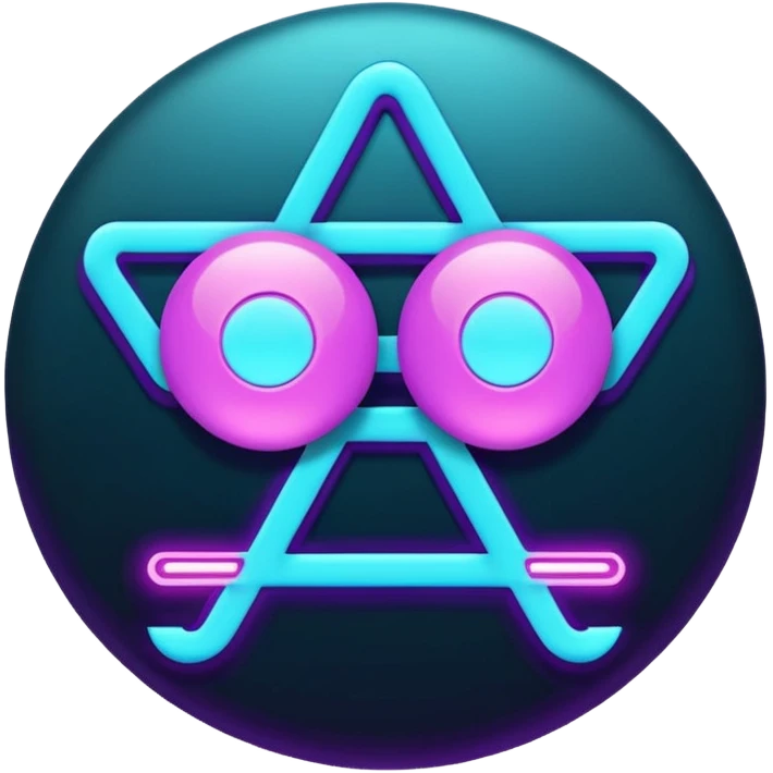 futuristic minimalistic emoji icon, letters "N" formed by three glowing digital lines representing Storm, Atom and NoizeGames, neon purple (#8B5CF6) and cyan (#00E0FF) on dark background, modern tech style, 1:1 aspect ratio emoji