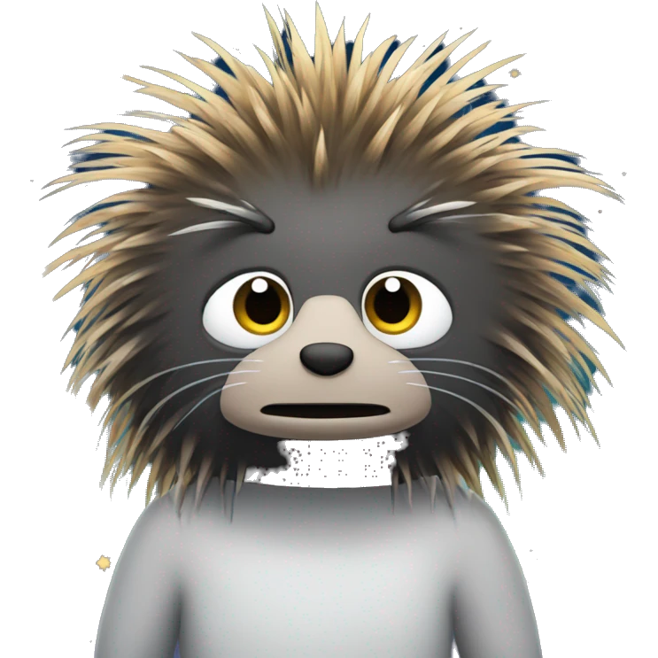 Porcupine man with star eyes starry eyes looking shocked dizzy static hair planets whizzing out of orbit emoji