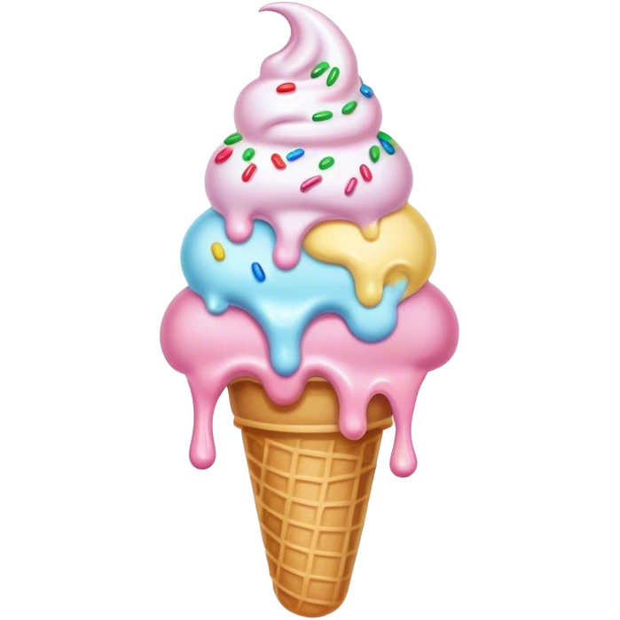 Melted kawaii pastel ice cream emoji