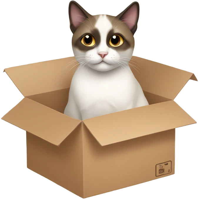 Snowshoe cat sitting in a box emoji