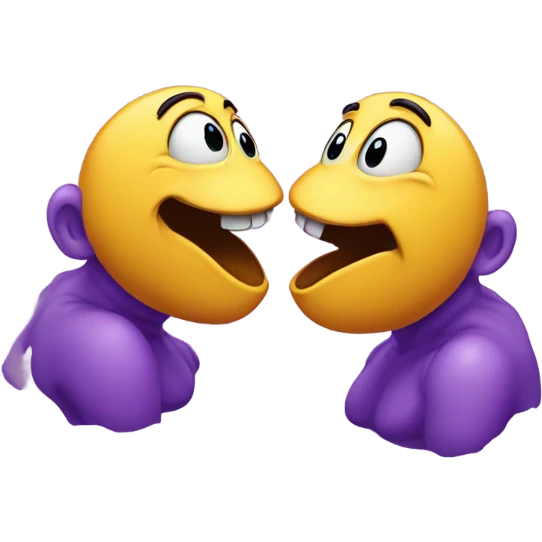 Two purple goobers passionately kissing emoji