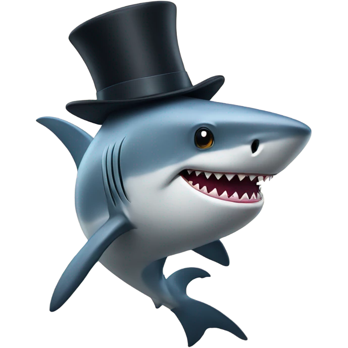 Shark with a top hat emoji