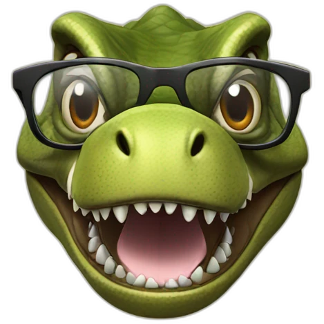 T-Rex wearing glasses emoji