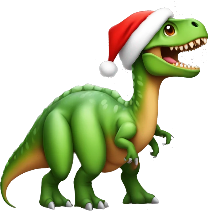 Dinosaur with Santa hat emoji