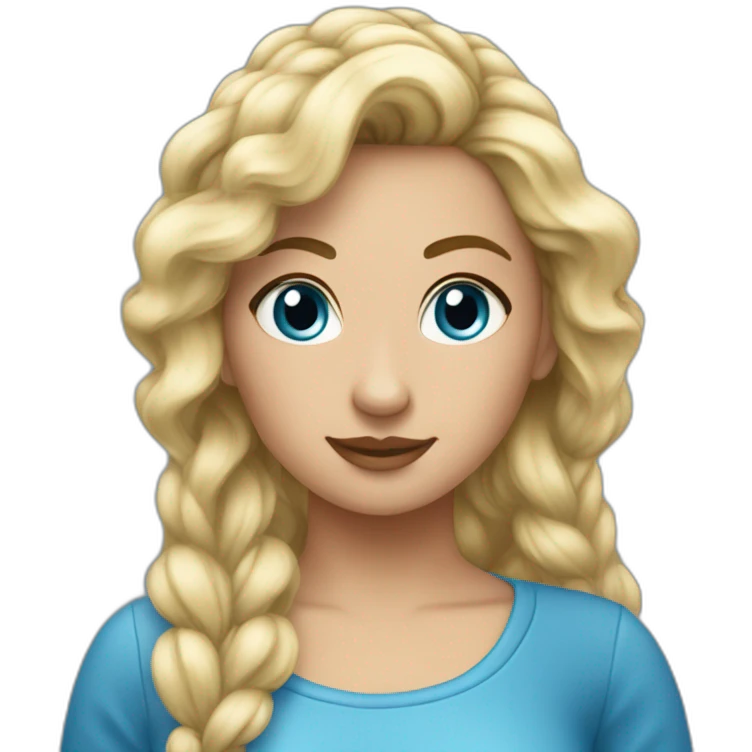 femme bleue cheveux tressés bleus emoji
