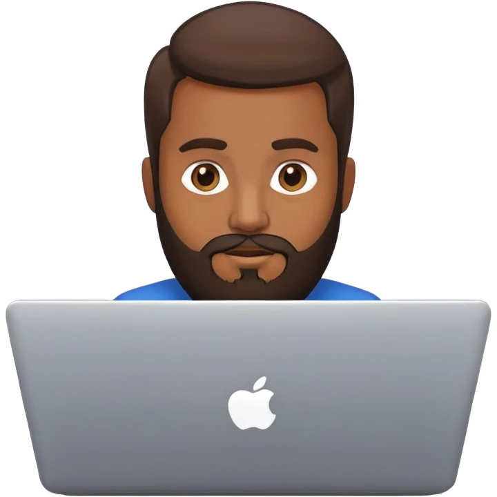 Brown skinned guy with beard with a laptop emoji