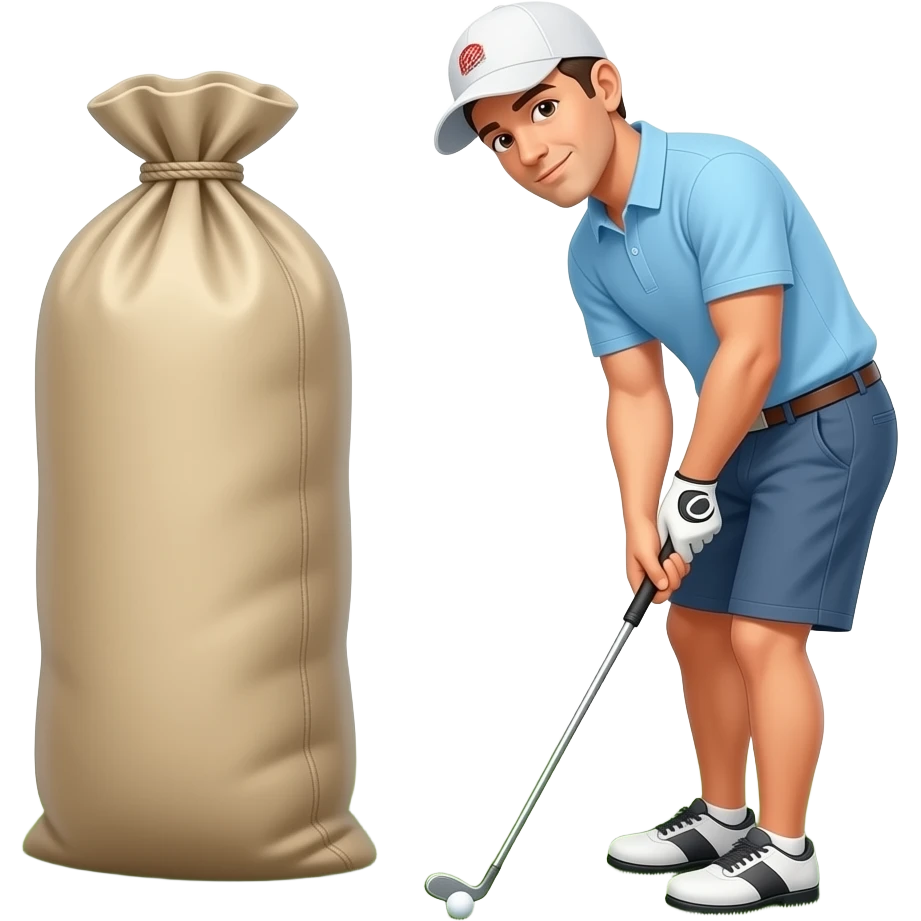 An emoji for a sandbags, a person who uses a low score to qualify knowing they are much better in reality emoji
