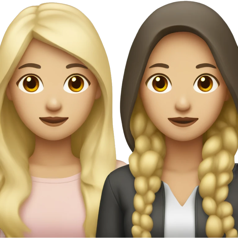 Asian, blonde, brunette three female friends emoji
