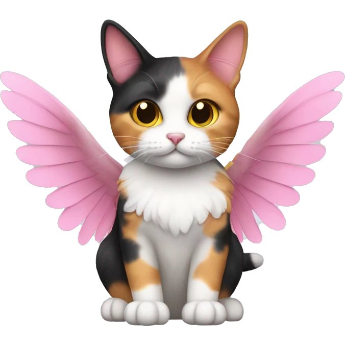 calico cat with pink wings emoji