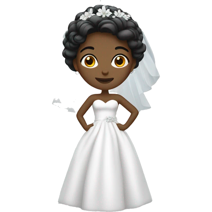 White bride wearing black emoji