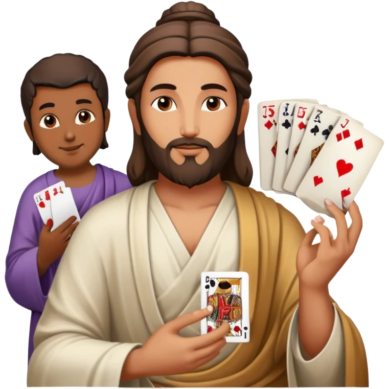 Mohammed and Jesus and Buddha playing cards emoji