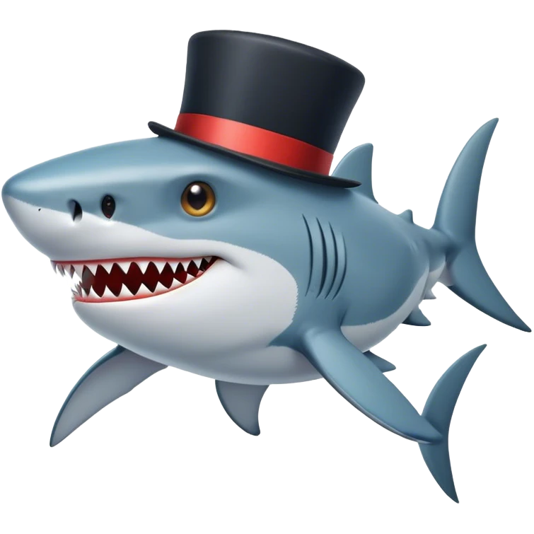 Shark with a top hat emoji