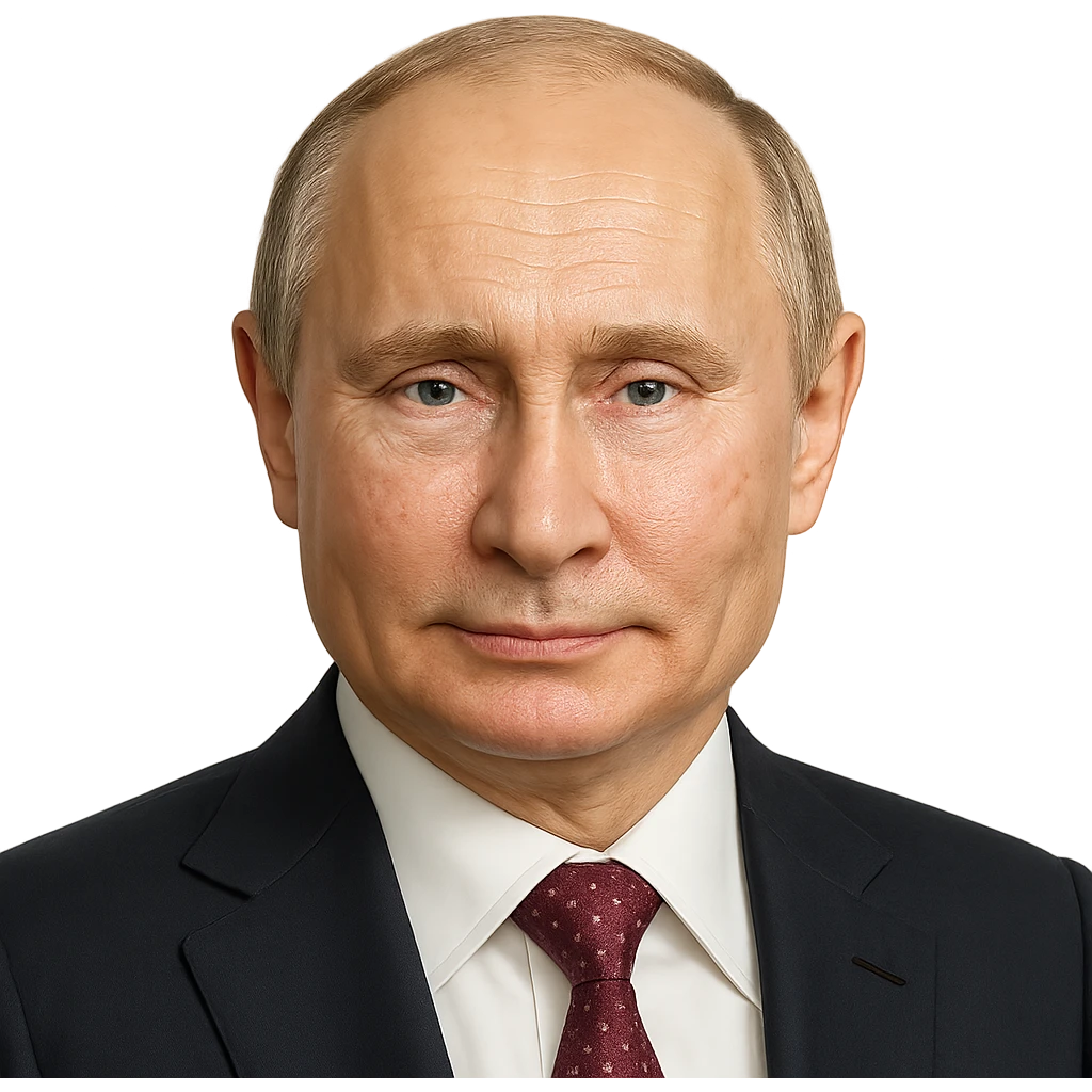 hyper-photorealistic portrait of Vladimir Putin, extremely detailed, almost indistinguishable from a real photo, round face with a hint of emoji style, polished finish, neutral background emoji