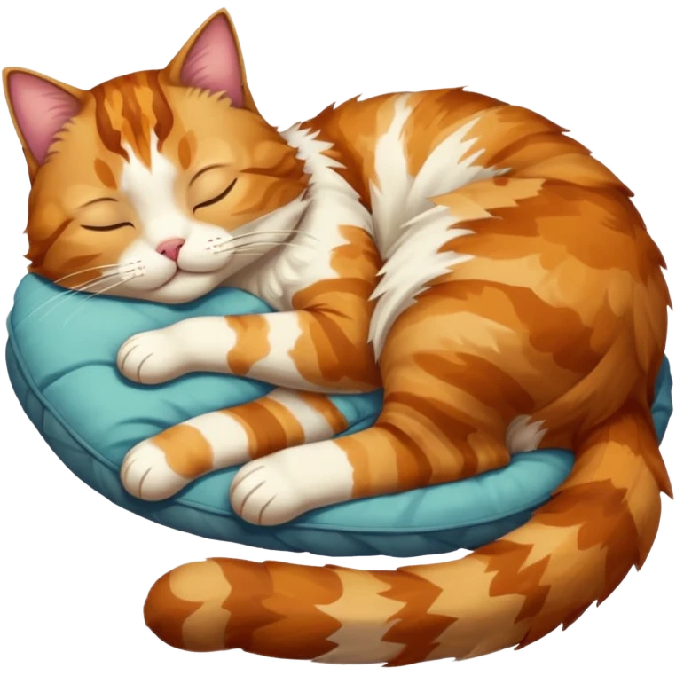 full body colourful light patched calico tabby cat sleeping emoji