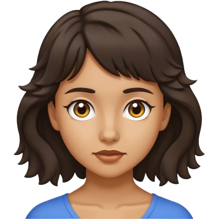 matt girl with super short mullet wavy dark hair emoji