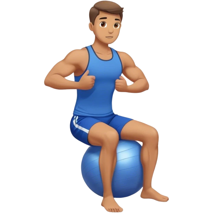 fit man with blue shorts stability ball exercises emoji