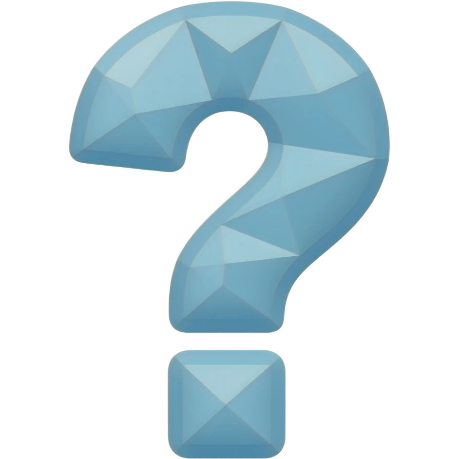 Question mark flat shapes design, cartoonish illustration, pastel blue colours, rounded, thick outlines, sticker outline emoji