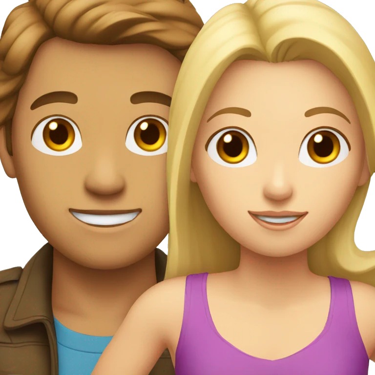 brown hair man next to brown hair woman, two blonde kids under them emoji