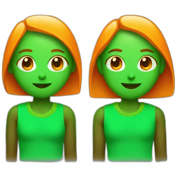 Orange and green Fluorescent couple emoji